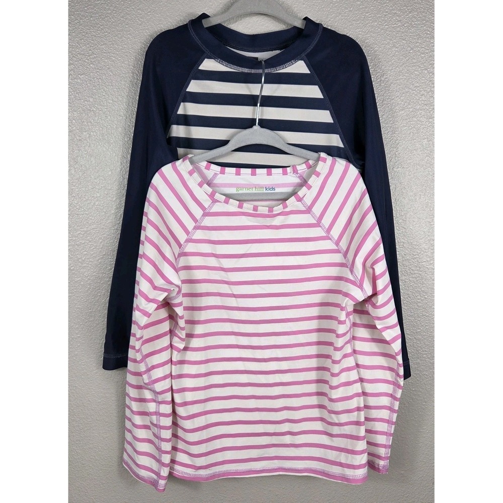 Tea Collection Garnet Hill Kids Rash Guard Bundle Girls Size 6 Pink Stripe Navy